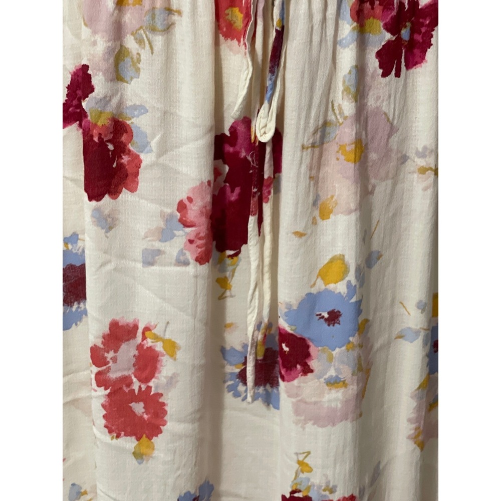 Lucky Brand Floral Midi Dress Large White Red Blue Cottagecore Boho Casual - Picture 4 of 10